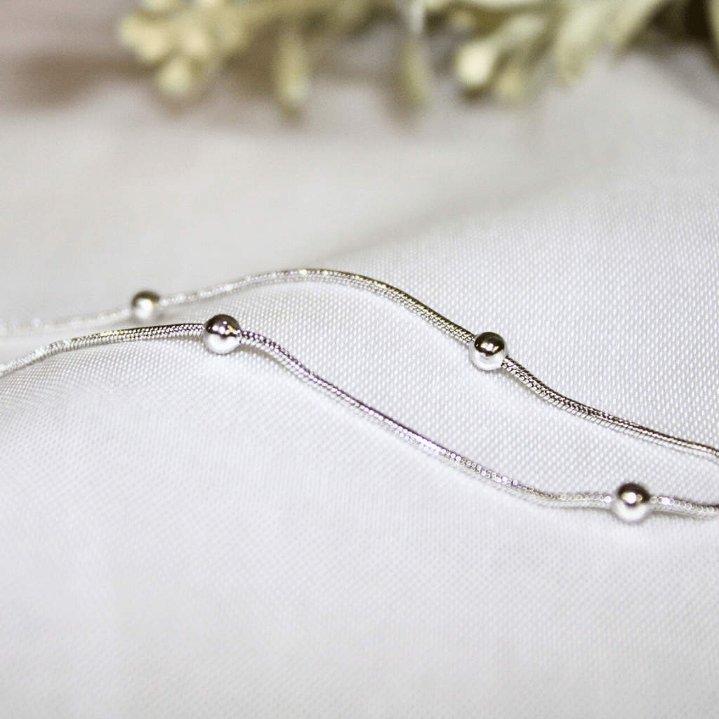 Kyrin Anti Tarnish Silver Beaded Snake Chain Anklet (Single Piece) for Women | Minimal Adjustable Anklet - Image 2
