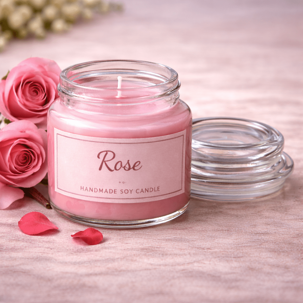 Kyrin Rose & Orange Scented Candle Set – Handmade Soy Wax Aromatherapy Candles in Glass Jar - Image 3