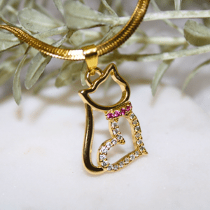 Kyrin Anti-Tarnish Gold Cat Pendant Necklace | Waterproof Cute Cat Jewelry for Women
