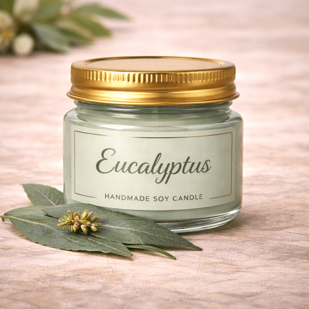 Kyrin Aromatherapy Scented Candle Set (Pack of 3) – Camphor, Eucalyptus & Lemon | Handmade Soy Wax Mini Jar Candles for Relaxation - Image 3