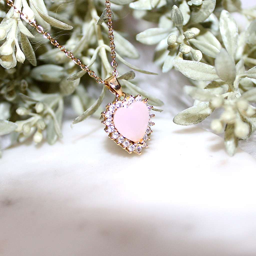Kyrin Pink Heart Crystal Pendant Necklace – Anti Tarnish - Image 3
