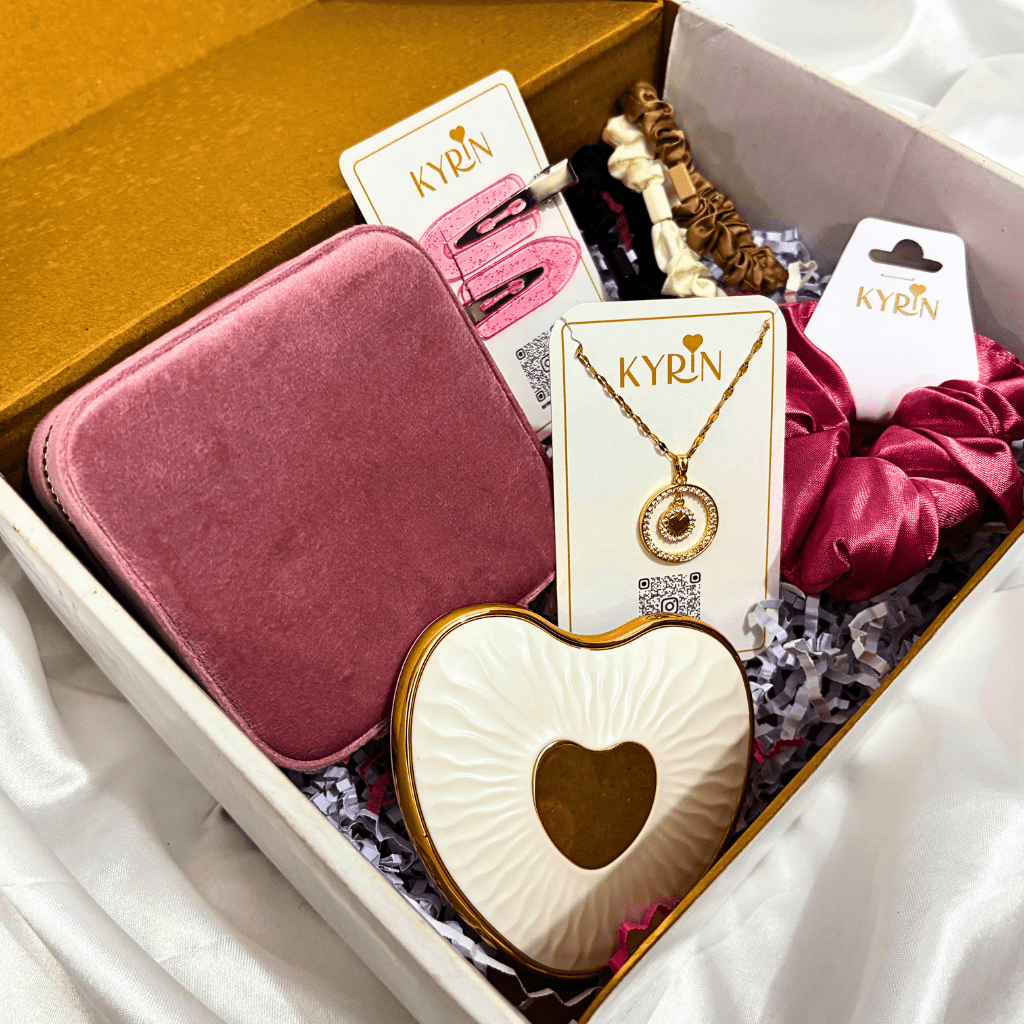 Aesthetic Kyrin Gift Box for Her – Jewellery, Scrunchies & Pendant Combo