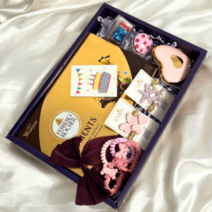Kyrin Birthday Gifting Tray with Ferrero Rocher, Accessories & Hair Essentials | Premium Birthday Gift Hamper for Her