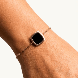 Dainty Rose Gold Dual-Side Charm Bracelet (Black & White) | Anti-Tarnish Minimal Waterproof Jewelry