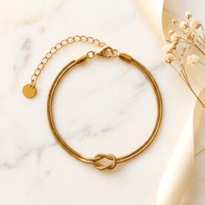 Dainty Gold Knot Bracelet | Gold Plated Anti-Tarnish Minimal Waterproof Jewelry