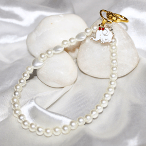 Kyrin Pearl Elephant Phone Charm | Korean Aesthetic Pearl Beaded Bag Charm | Cute Handmade Mobile Accessory
