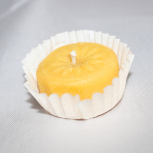Realistic Kesar Peda Candle – Handmade Mithai Candle with Kesar & Sandal Fragrance for Festive Décor & Gifting