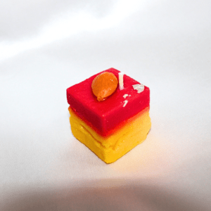 Realistic Rose Kesar Barfi Mithai Candle with Kesar & Sandal Fragrance | Handmade Dessert Candle for Festive Décor & Gifting