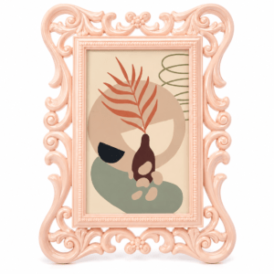 Kyrin Vintage Pink Acrylic Photo Frame 4x6 Inch | Decorative Ornate Table Frame for Home Decor & Gifting