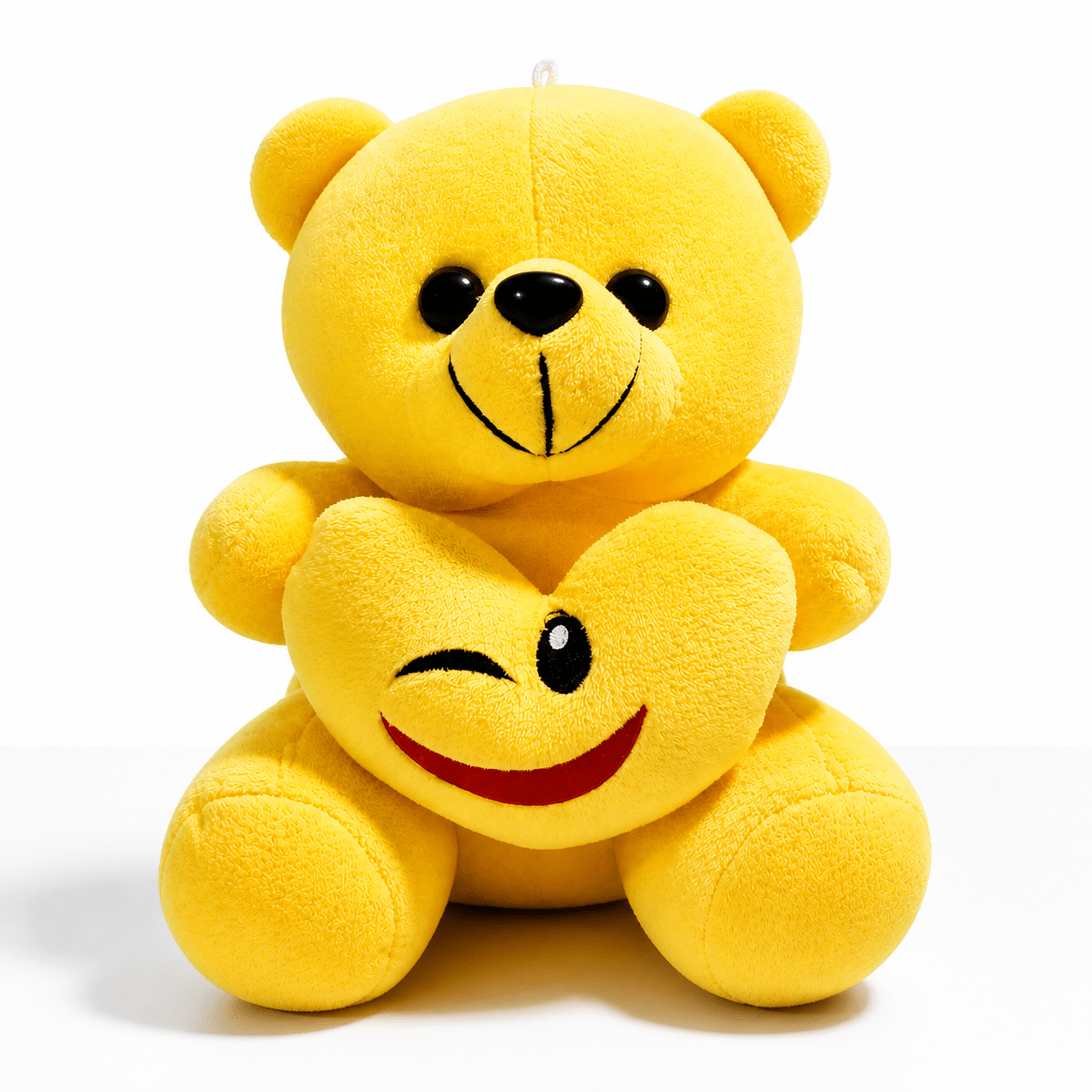 Kyrin Cute Yellow Teddy Bear with Emoji Heart Cushion | Soft Plush Toy for Gifting, Kids & Valentine Surprise