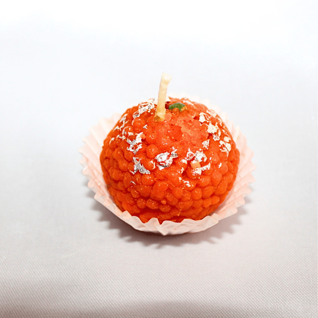 Realistic Motichoor Laddu Mithai Candle with Kesar & Sandal Fragrance | Handmade Dessert Candle for Festive Décor & Gifting - Image 2
