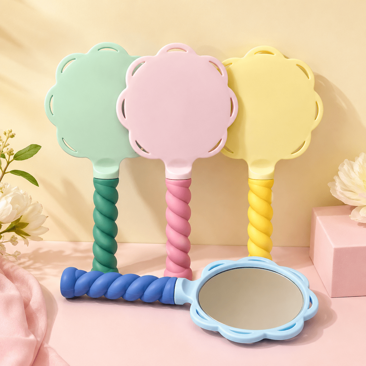 Kyrin Cute Flower Hand Mirror for Women & Girls | Portable Handheld Makeup Mirror with Ergonomic Grip | Travel Vanity Mirror | - Image 2