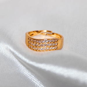 Kyrin Elegant Gold Microplated 3 Diamond Line Ring for Women