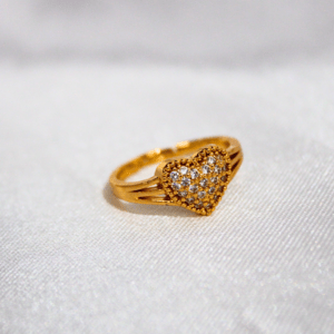 Kyrin Elegant Gold Microplated Heart Ring for Women