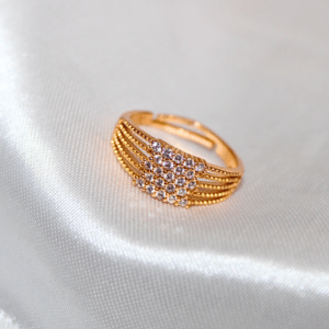 Kyrin Elegant Gold Microplated Crystal Statement Ring for Women