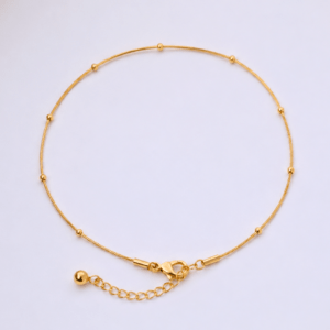 Kyrin Gold Anti-Tarnish Stainless Steel Beaded Chain Anklet Set of 2 for Women