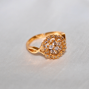 Kyrin Elegant Flower Diamond Gold Microplated Ring for Women