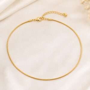 Kyrin Gold Basic Pattern Anti-Tarnish Stainless Steel Anklet Set of 2