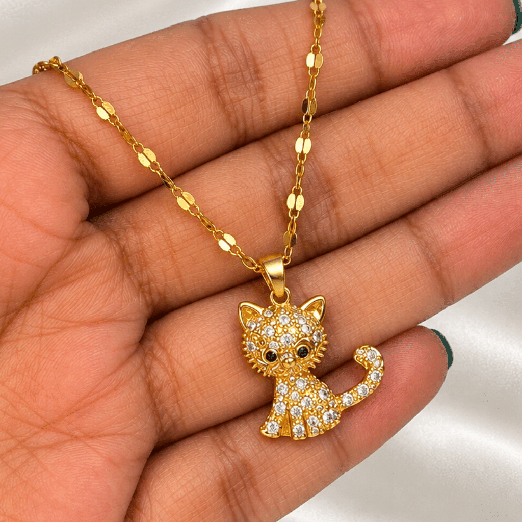 Kyrin Anti-Tarnish Cat Pendant Chain for Women – Waterproof & Hypoallergenic Necklace - Image 2