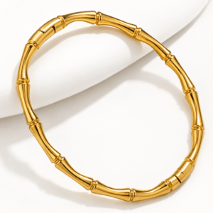 Kyrin Anti-Tarnish Gold Bamboo Bracelet for Women – Stainless Steel Minimalist Bracelet