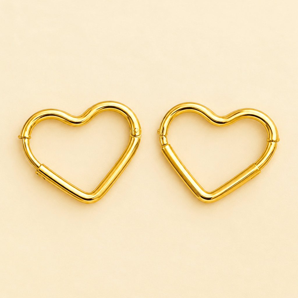 Kyrin Anti-Tarnish Stainless Steel Heart Hoop Earrings for Women | Hypoallergenic Waterproof Gold Earrings