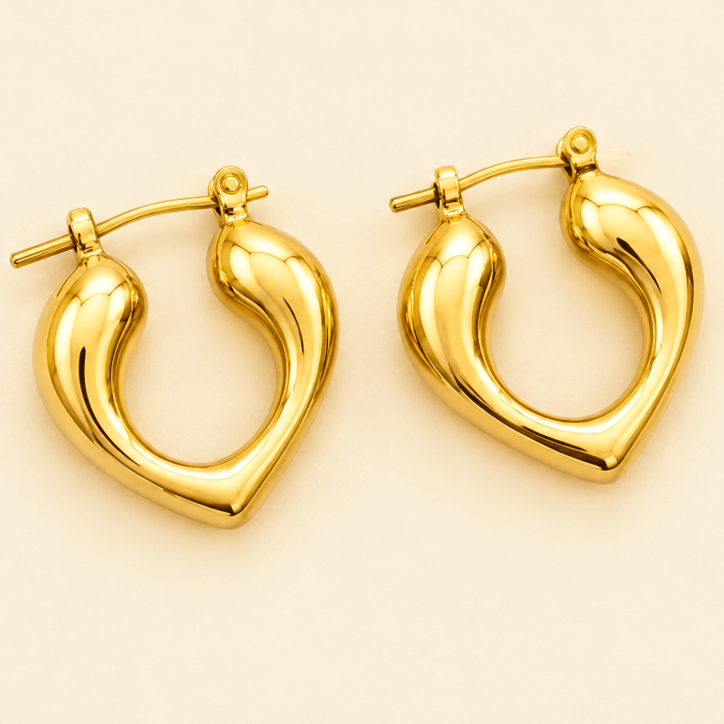 Kyrin Anti-Tarnish Stainless Steel Hoop Earrings for Women | Hypoallergenic Waterproof Gold Love Earrings