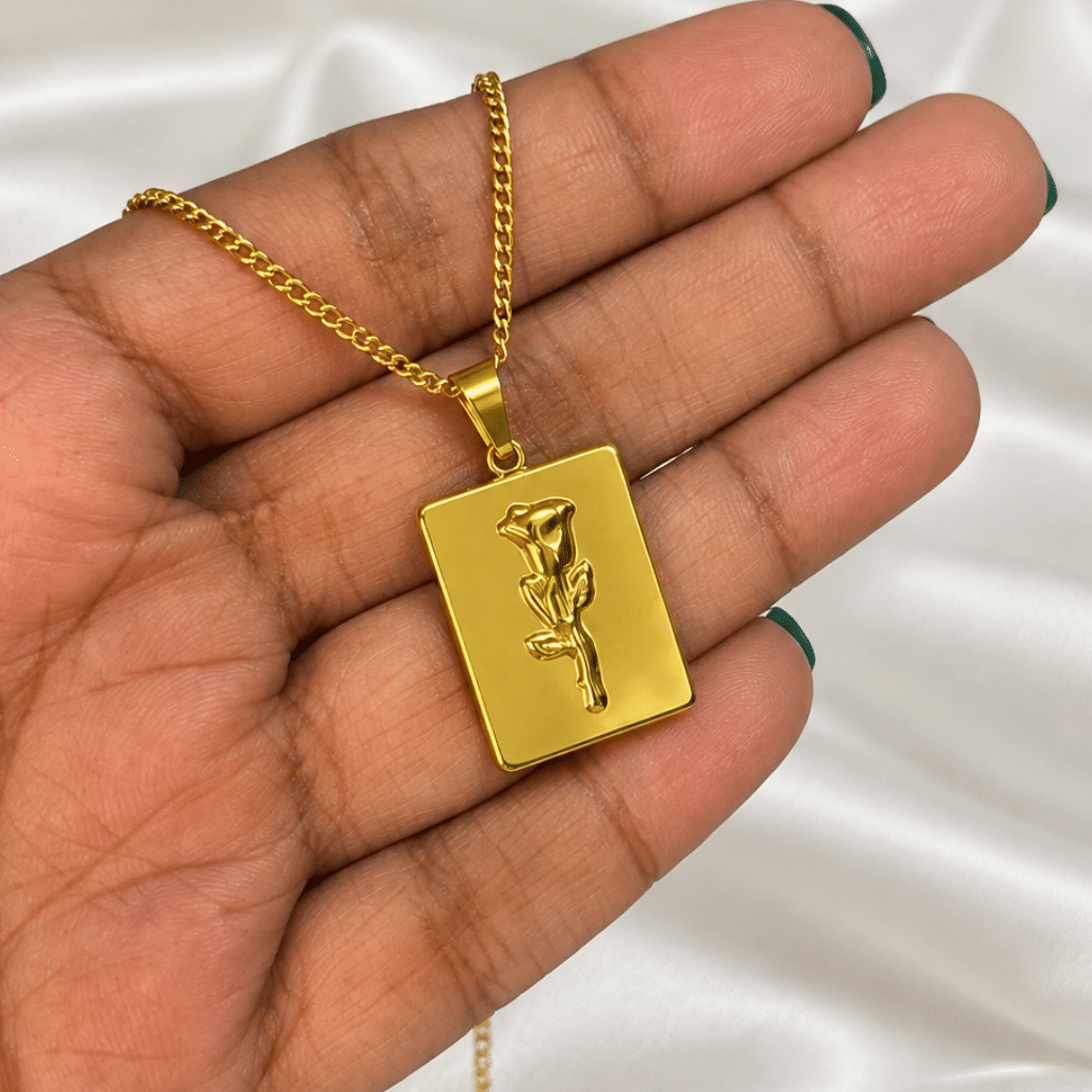 Kyrin Anti-Tarnish Rose Pendant Chain for Women – Waterproof & Hypoallergenic Necklace - Image 2