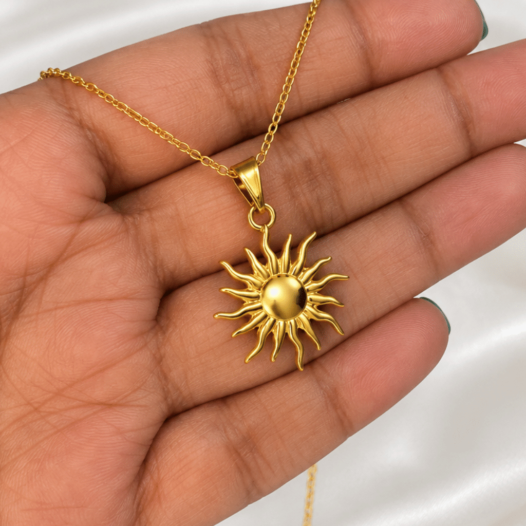 Kyrin Anti-Tarnish Sun Pendant Chain for Women – Waterproof & Hypoallergenic Necklace - Image 2