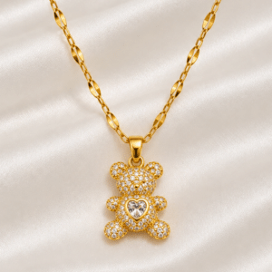 Kyrin Anti-Tarnish Teddy Bear Pendant Chain for Women – Waterproof & Hypoallergenic Necklace