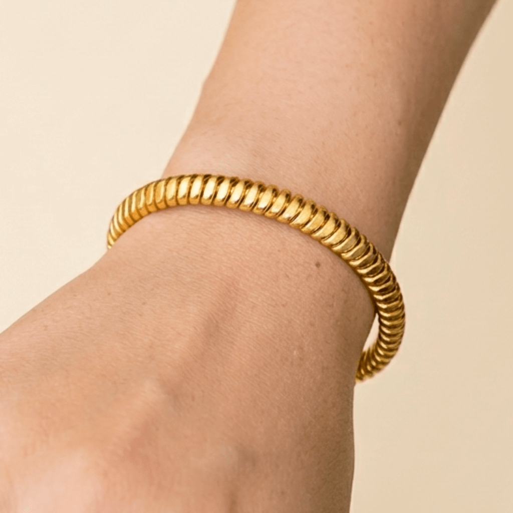 Kyrin Premium Anti-Tarnish 100% Brass Bracelet for Women | Elegant Gold-Tone Spiral Bracelet