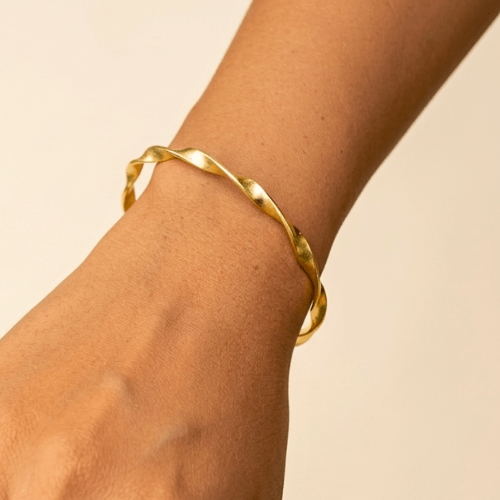 Kyrin Premium Anti-Tarnish 100% Brass Bracelet for Women | Elegant Gold-Tone Twisted Bracelet - Image 2