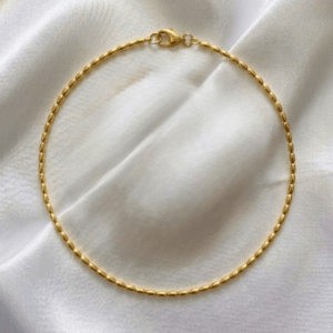 Kyrin Anti Tarnish Gold Rice Shaped Bead Anklet for Women | Stainless Steel Waterproof Ankle Chain