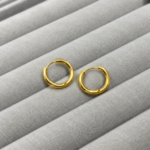 Kyrin Waterproof Gold Huggie Hoop Earrings, Anti-Tarnish Stainless Steel Hoops, Minimalist Everyday Jewelry